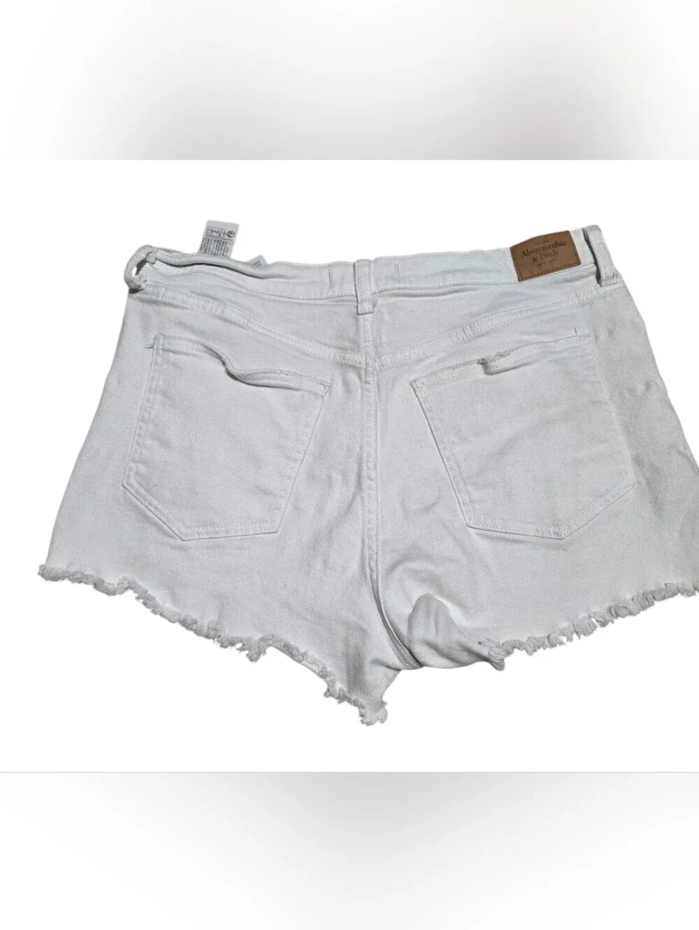 Abercrombie Mom Short High Rise Distressed White Denim Jean Shorts Size 31/12